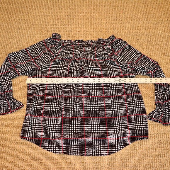Talbots Plaid On/Off the Shoulder Blouse - Picture 6 of 9
